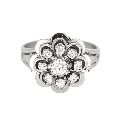 Bague 53 Bague ajourée à motif de fleur en or gris et diamants 58 Facettes DV27468-41-53-2