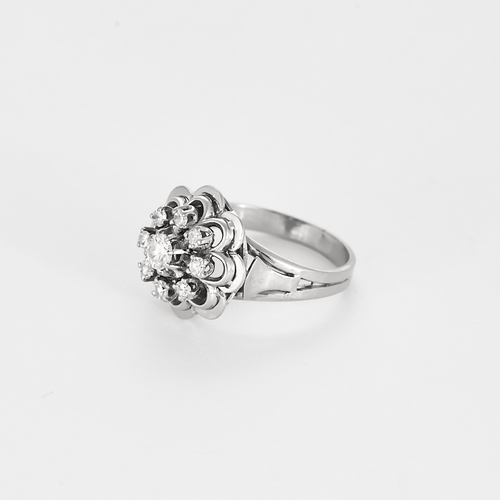 Bague 53 Bague ajourée à motif de fleur en or gris et diamants 58 Facettes DV27468-41-53-2