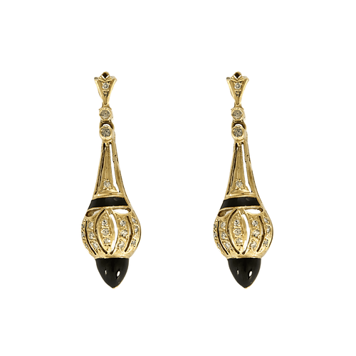 Boucles d'oreilles Boucles d'oreilles pendantes en or jaune, émail et diamants 58 Facettes DV23684-6