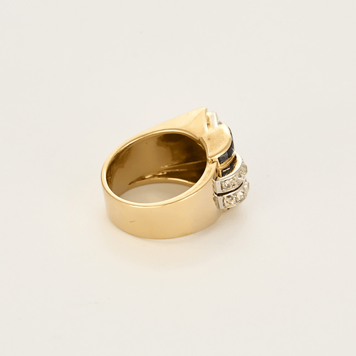 Bague 54.5 Bague Tank en or jaune, platine, diamants et saphirs de synthèse 58 Facettes DV27468-20-545-2