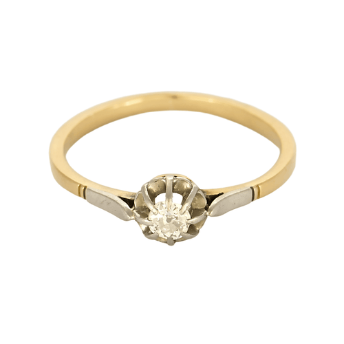 Bague 52 Fine Bague solitaire en or jaune, or gris et diamant 58 Facettes DV28120-2-52-1