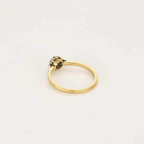 Bague 52 Fine Bague solitaire en or jaune, or gris et diamant 58 Facettes DV28120-2-52-1