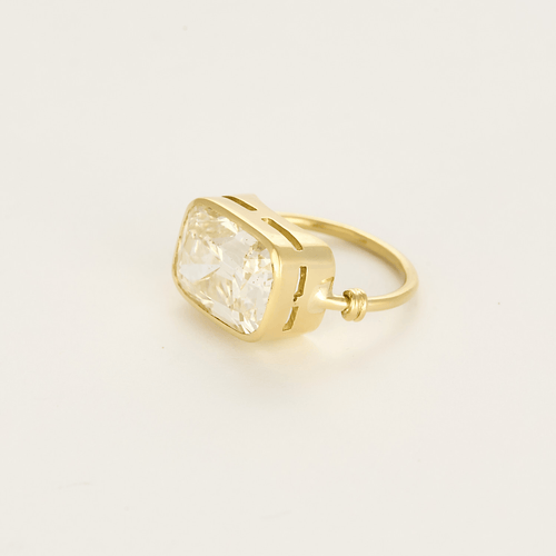 Bague 50 Bague moderniste en or jaune, diamant old cut 7.80 carats environ 58 Facettes DV28150-1-50-2