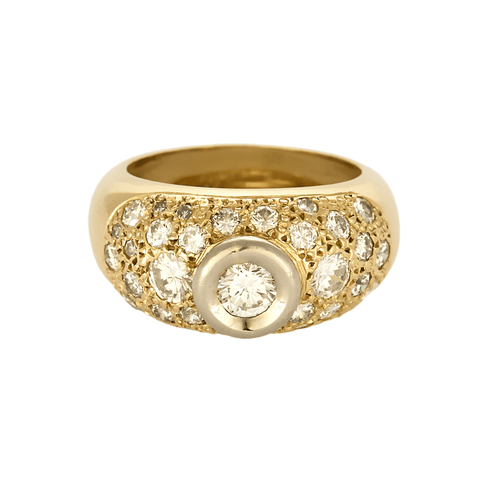 Bague 55 Bague jonc or jaune et or gris, diamants. 58 Facettes DV27468-29-DV0882-1