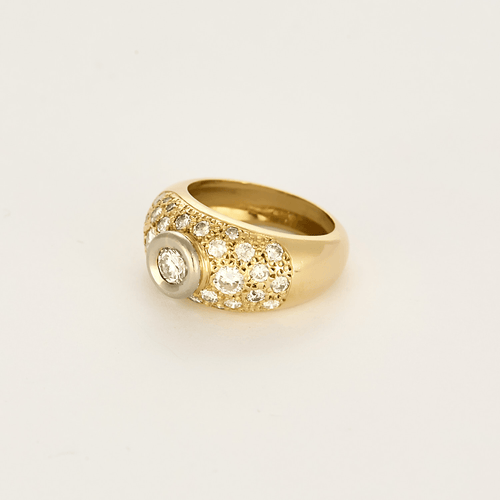 Bague 55 Bague jonc or jaune et or gris, diamants. 58 Facettes DV27468-29-DV0882-1