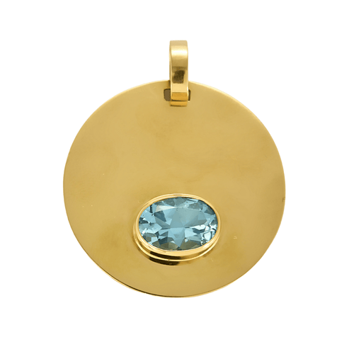 Pendentif rond en or jaune et topaze 58 Facettes DV27468-74