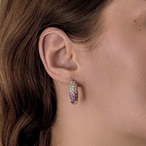 Boucles d'oreilles Boucles d'oreilles en or blanc, saphirs roses et diamants 58 Facettes DV12457-3