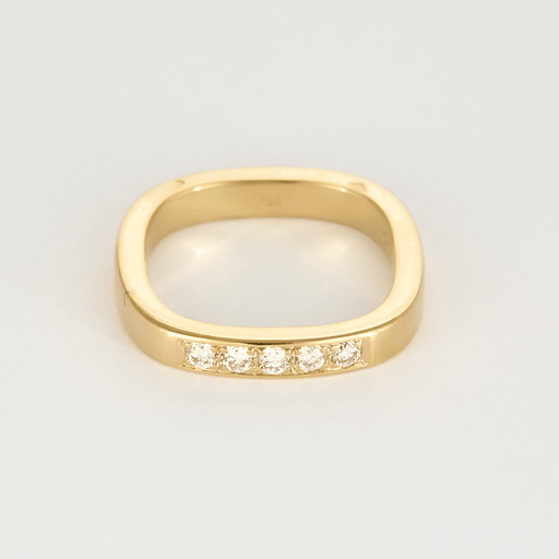 Bague 48.5 Dinh Van - Square - Alliance en or jaune et diamants 58 Facettes DV25793-2