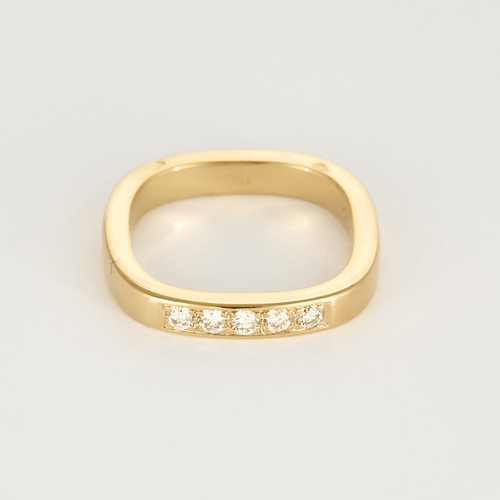 Bague 48.5 Dinh Van - Square - Alliance en or jaune et diamants 58 Facettes DV25793-2