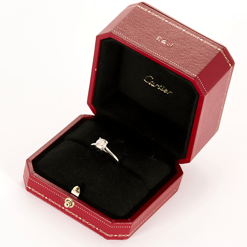 Bague 54 CARTIER - 1895 - Bague solitaire en platine, diamant 1 carat environ. Certificat GIA 58 Facettes DV28681-1-54-3