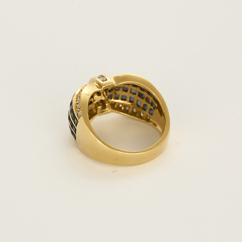 Bague 53 Bague noeud en or jaune, diamants et saphirs 58 Facettes DV26327-11-53-2