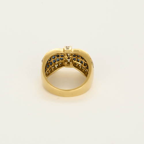 Bague 53 Bague noeud en or jaune, diamants et saphirs 58 Facettes DV26327-11-53-2