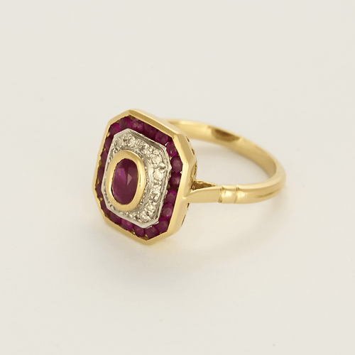 Bague 52 Bague en or jaune , rubis et diamants 58 Facettes DV26327-17-52-1