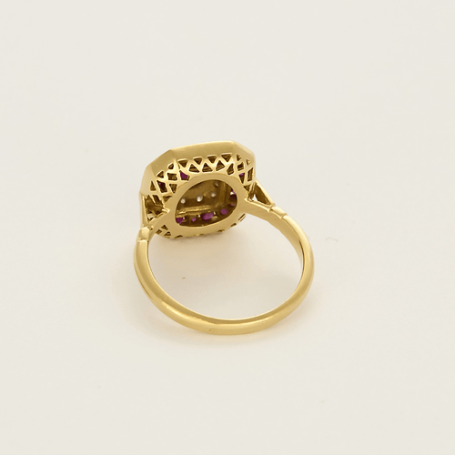 Bague 52 Bague en or jaune , rubis et diamants 58 Facettes DV26327-17-52-1