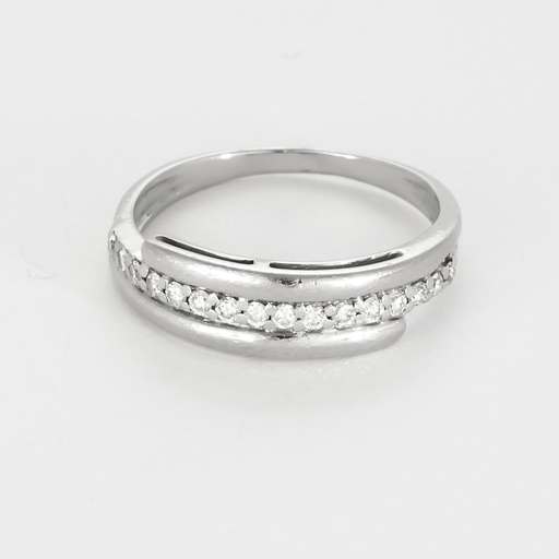 Bague 52 Demie Alliance en or gris et diamants 58 Facettes DV24085-2