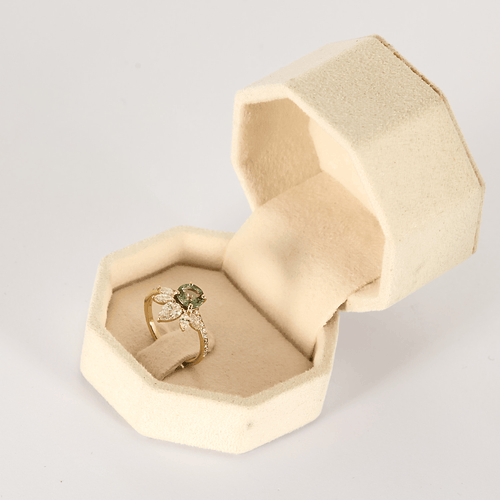 Bague 49 Gemmyo -  EverBloom Pavée - Bague or diamant et saphir vert. 58 Facettes DV28398-1