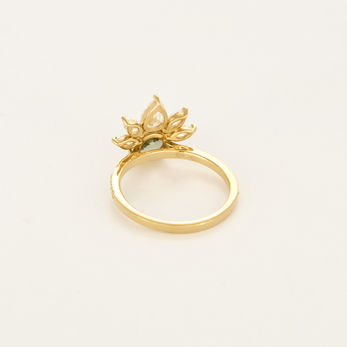 Bague 49 Gemmyo -  EverBloom Pavée - Bague or diamant et saphir vert. 58 Facettes DV28398-1