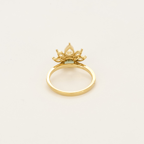 Bague 49 Gemmyo -  EverBloom Pavée - Bague or diamant et saphir vert. 58 Facettes DV28398-1