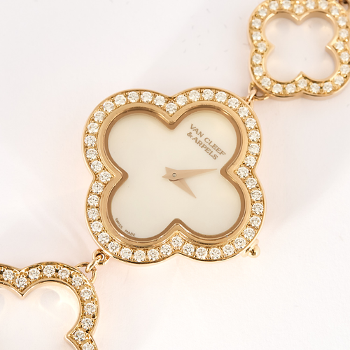 Montre Van Cleef & Arpels Alhambra or rose, nacre et diamants