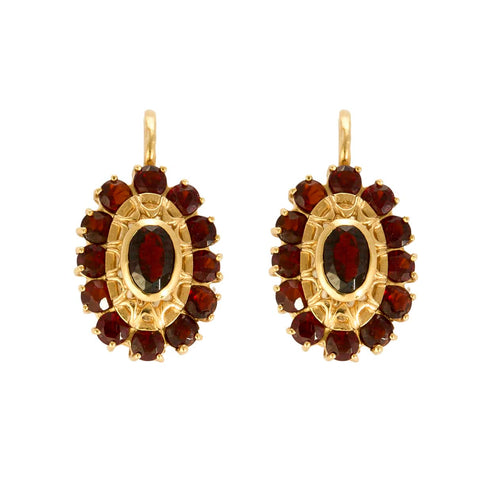 Boucles d'oreilles Paire de Boucles d'oreilles dormeuse en or jaune et grenats almandins 58 Facettes DDV0463-23