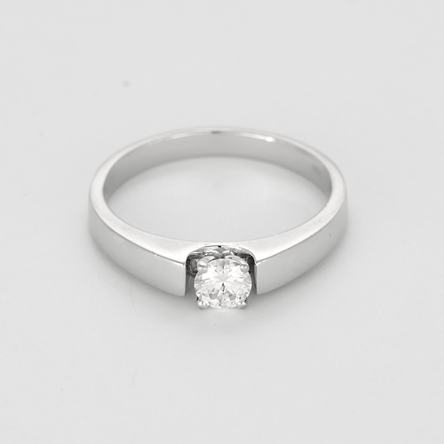 Bague 56 Bague solitaire en or gris et diamant 0.30 carat 58 Facettes DV27556-8