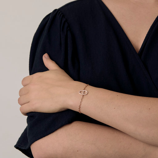 HERMES - Chaîne d'ancre Contour - Bracelet en or rose et diamants. XS.