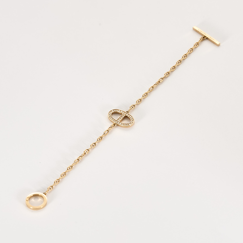 HERMES - Chaîne d'ancre Contour - Bracelet en or rose et diamants. XS.