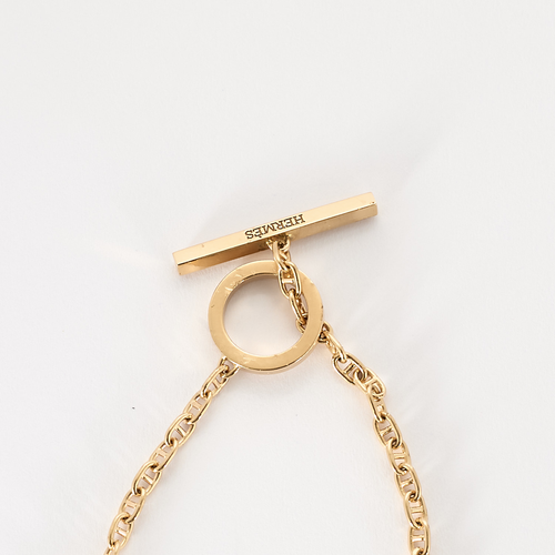 HERMES - Chaîne d'ancre Contour - Bracelet en or rose et diamants. XS.