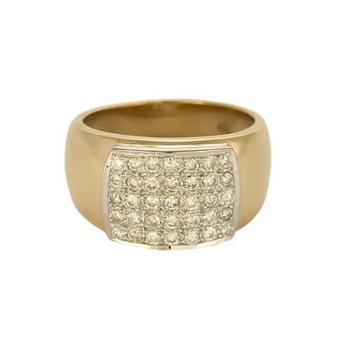 Importante bague jonc en or jaune, or blanc et diamants
