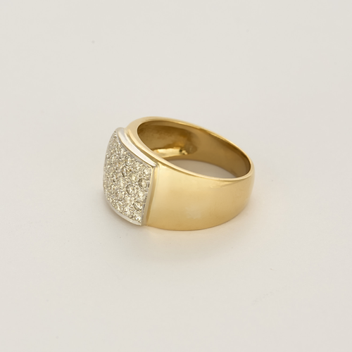 Importante bague jonc en or jaune, or blanc et diamants