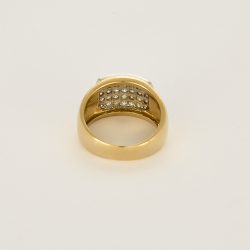 Importante bague jonc en or jaune, or blanc et diamants