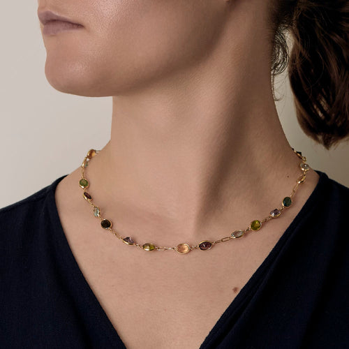 Collier Long collier en or jaune et pierres fines de couleurs 58 Facettes DV0718-2