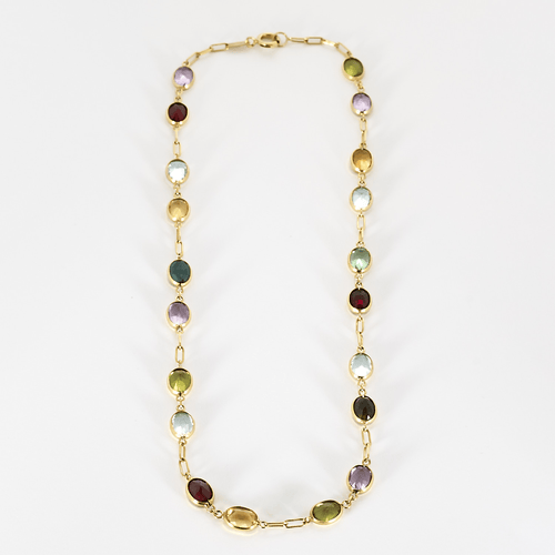 Collier Long collier en or jaune et pierres fines de couleurs 58 Facettes DV0718-2