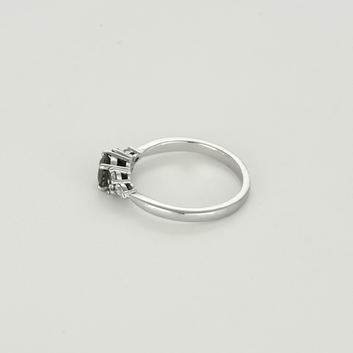 Bague 51,5 Bague Solitaire en or blanc, saphir vert et diamants 58 Facettes DV17636-1-515-5