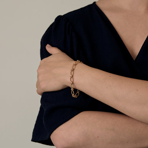 Elegant Bracelet en or jaune à maille torsadée