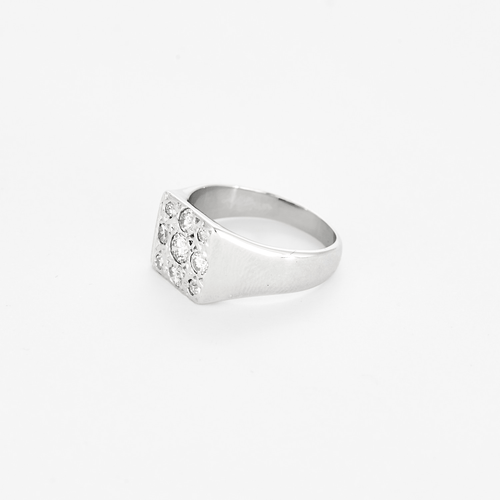 Bague 52 Elégante bague de type chevalière en or blanc et diamants 58 Facettes DV27468-68-52-1