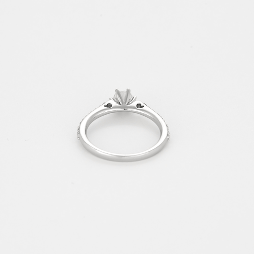 Bague 53 Bague solitaire en platine, diamant 0.35 carat épaulé de diamants plus petits 58 Facettes DDV4648-9-53-2