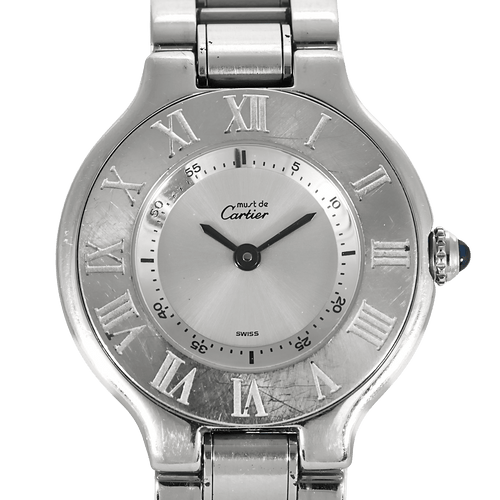 Montre Cartier - Must - Montre en acier à mouvement quartz et boitier rond 58 Facettes DV27342-10