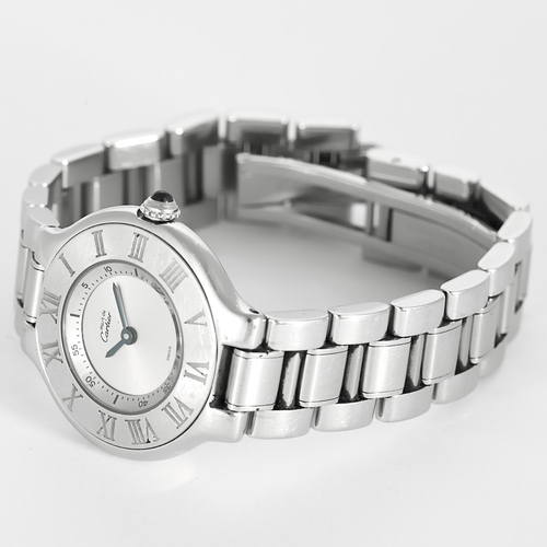 Montre Cartier - Must - Montre en acier à mouvement quartz et boitier rond 58 Facettes DV27342-10