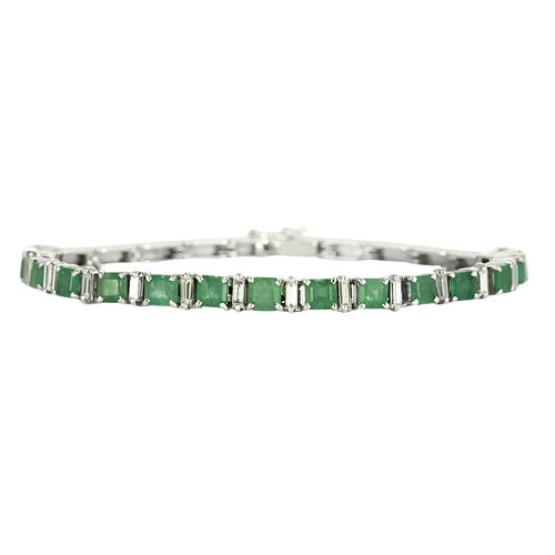 Attribué à STERN - Bracelet en or gris, émeraudes et diamants