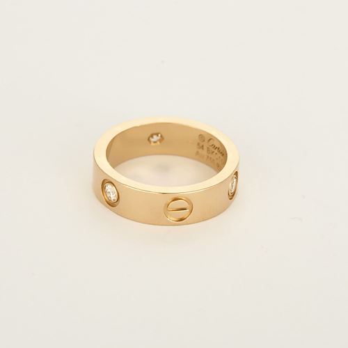 Bague 54 Cartier - LOVE, modèle classique -Bague en rose et trois diamants 58 Facettes DV28562-1