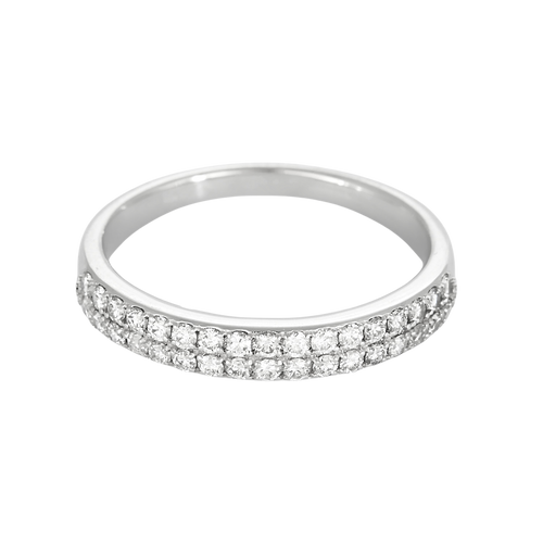 Demie alliance en or gris et diamants