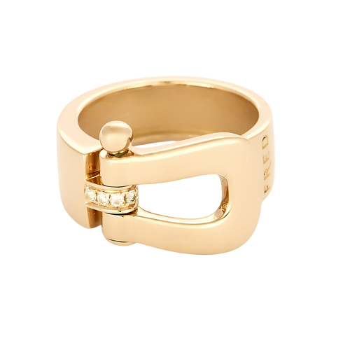 FRED Force 10 Grand Modèle - Bague en or rose et diamants blancs.