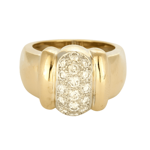 Bague Bague en or jaune, or gris à motif de godrons et diamants 58 Facettes DV27468-44-54-3
