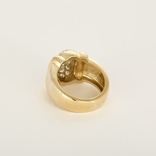 Bague Bague en or jaune, or gris à motif de godrons et diamants 58 Facettes DV27468-44-54-3