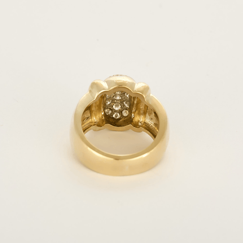 Bague Bague en or jaune, or gris à motif de godrons et diamants 58 Facettes DV27468-44-54-3