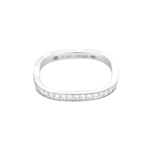Bague 50 Dinh Van – Alliance carrée or gris et diamants 58 Facettes DV18596-3