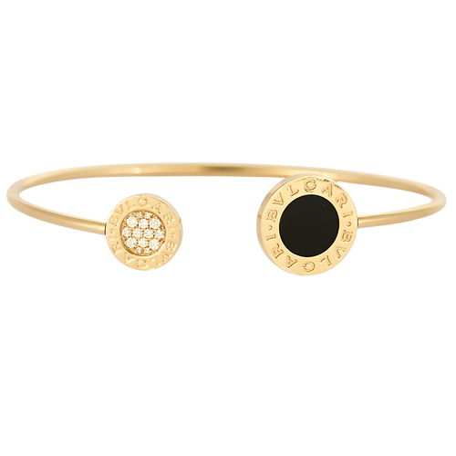 BVLGARI - Bvlgari Bvlgari - Bracelet jonc ouvert en or jaune, onyx et diamants