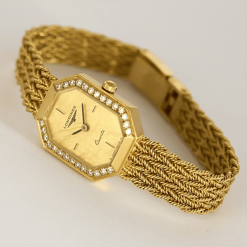 Montre Longines - Montre en or jaune et diamants à boitier octogonal à mouvement quartz 58 Facettes DV27468-6