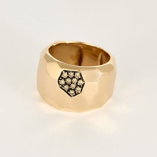 Bague 52 Bague moderniste en or rose et or noirci, diamants 58 Facettes DV0463-25